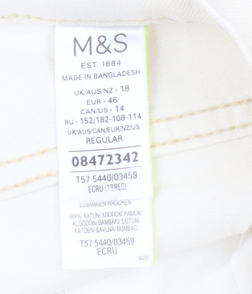 Marks and Spencer Women's White Straight Jeans Size 18