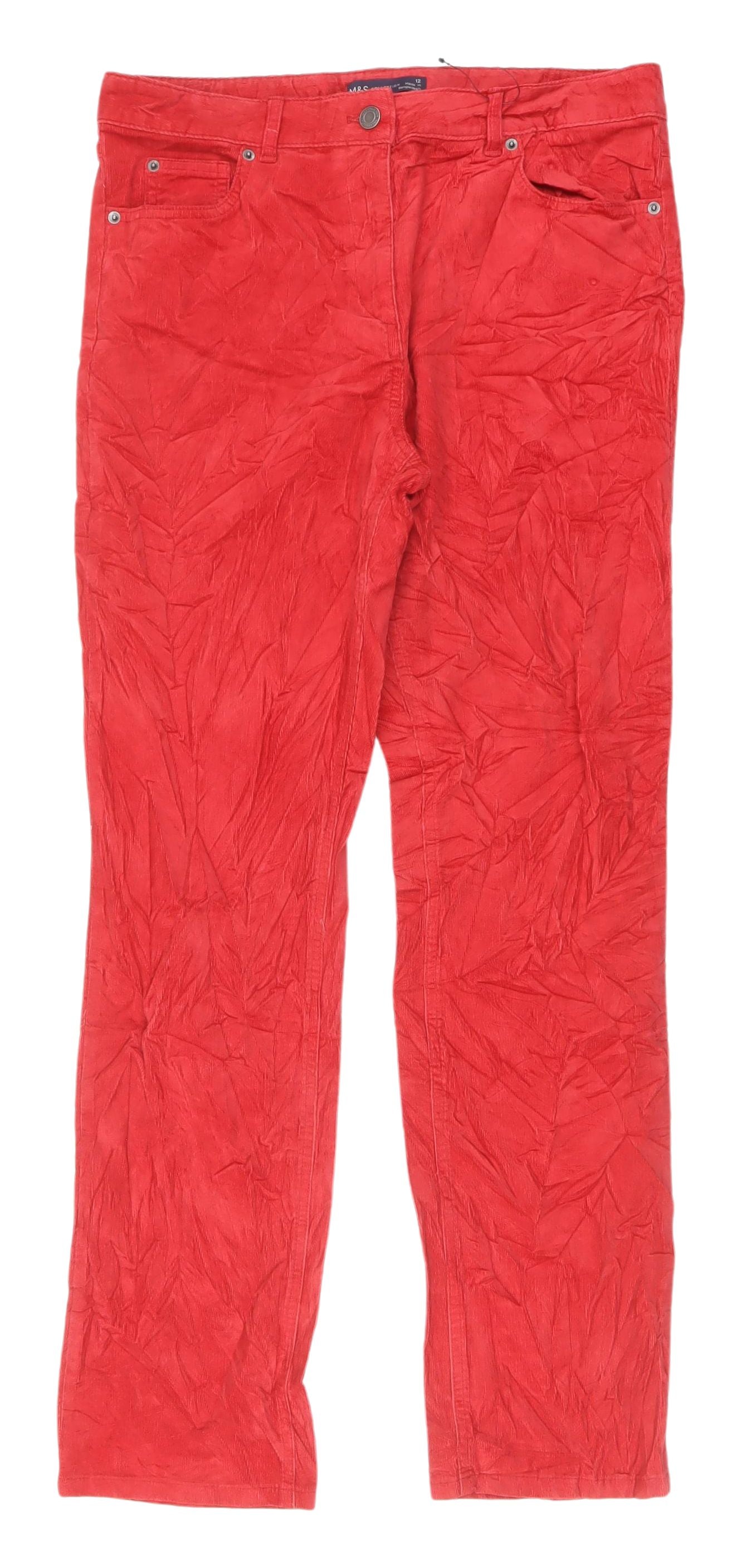Marks and Spencer Women's Red Corduroy Trousers - Size 12