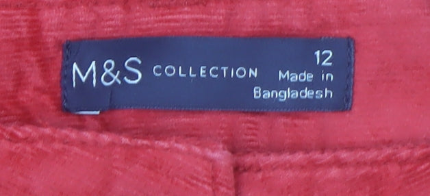 Marks and Spencer Women's Red Corduroy Trousers - Size 12
