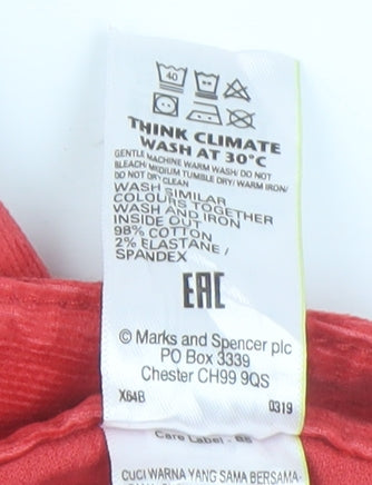Marks and Spencer Women's Red Corduroy Trousers - Size 12