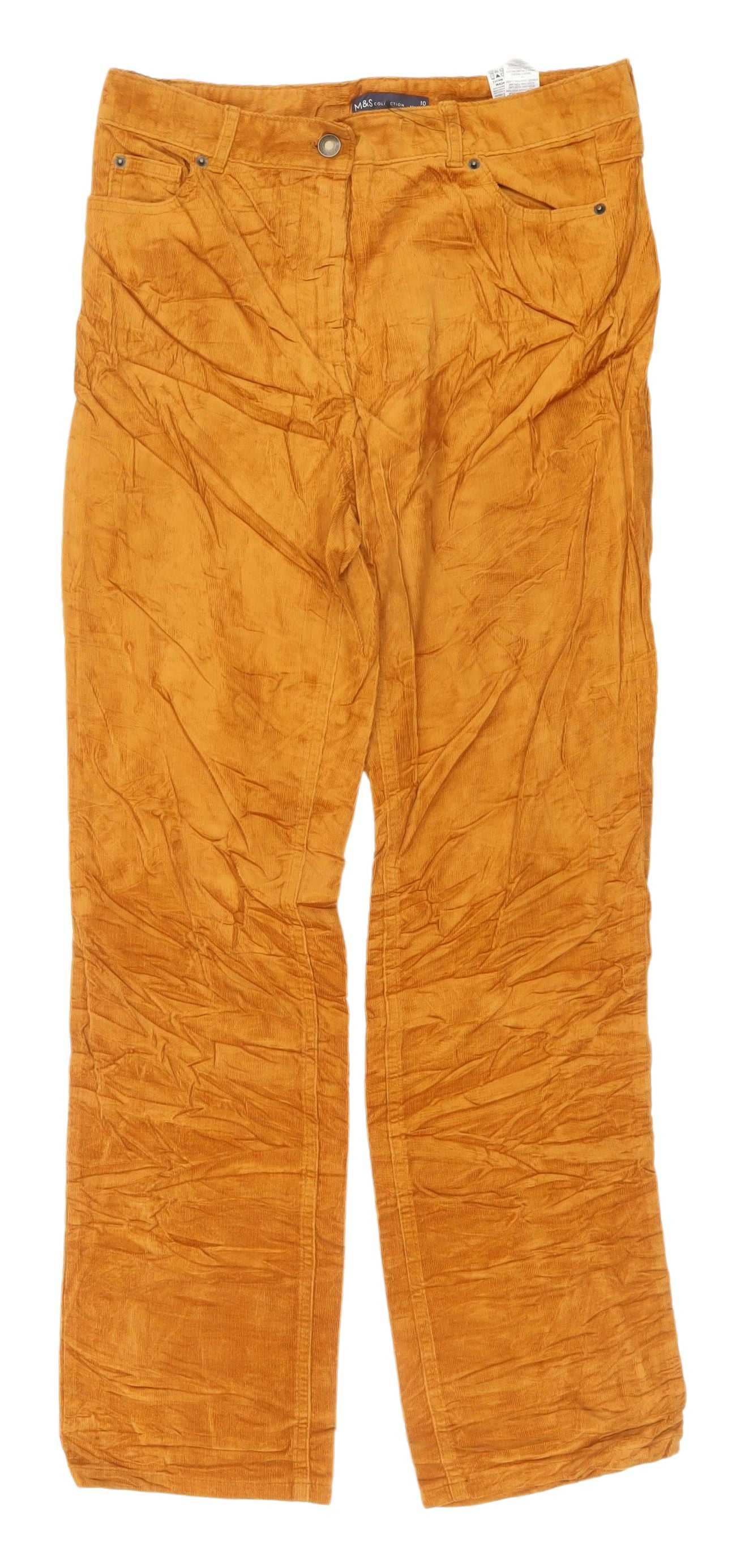 Marks & Spencer Women's Orange Corduroy Trousers Size 10