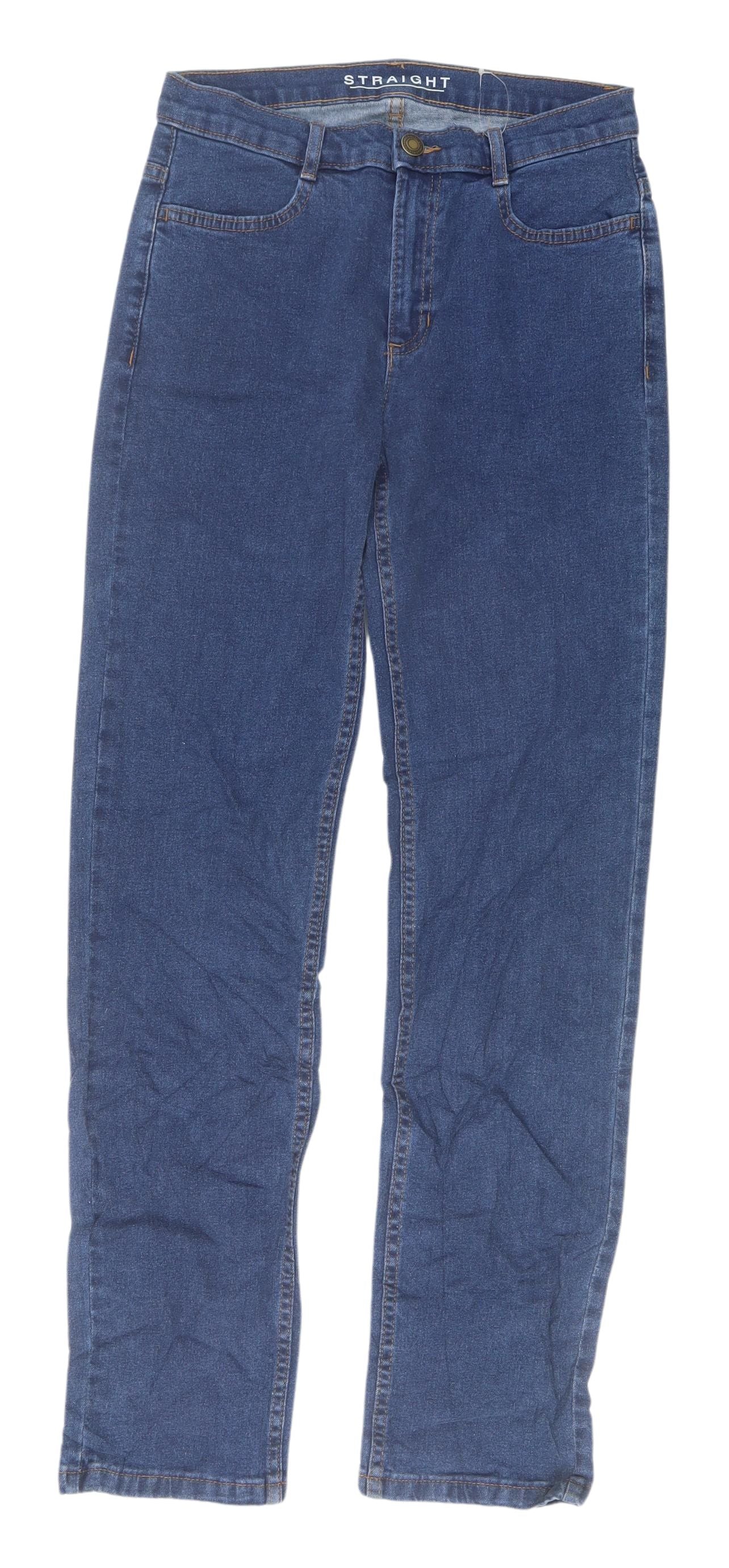 M&S Women's Blue Straight Jeans - Size 8 Regular