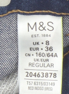 M&S Women's Blue Straight Jeans - Size 8 Regular