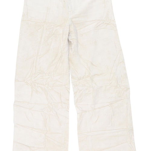 H&M Women's Ivory Wide-Leg Corduroy Trousers