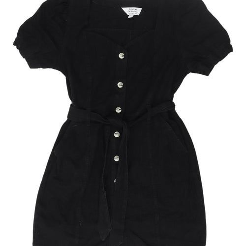 Miss Selfridge Black Shirt Dress - Size 14