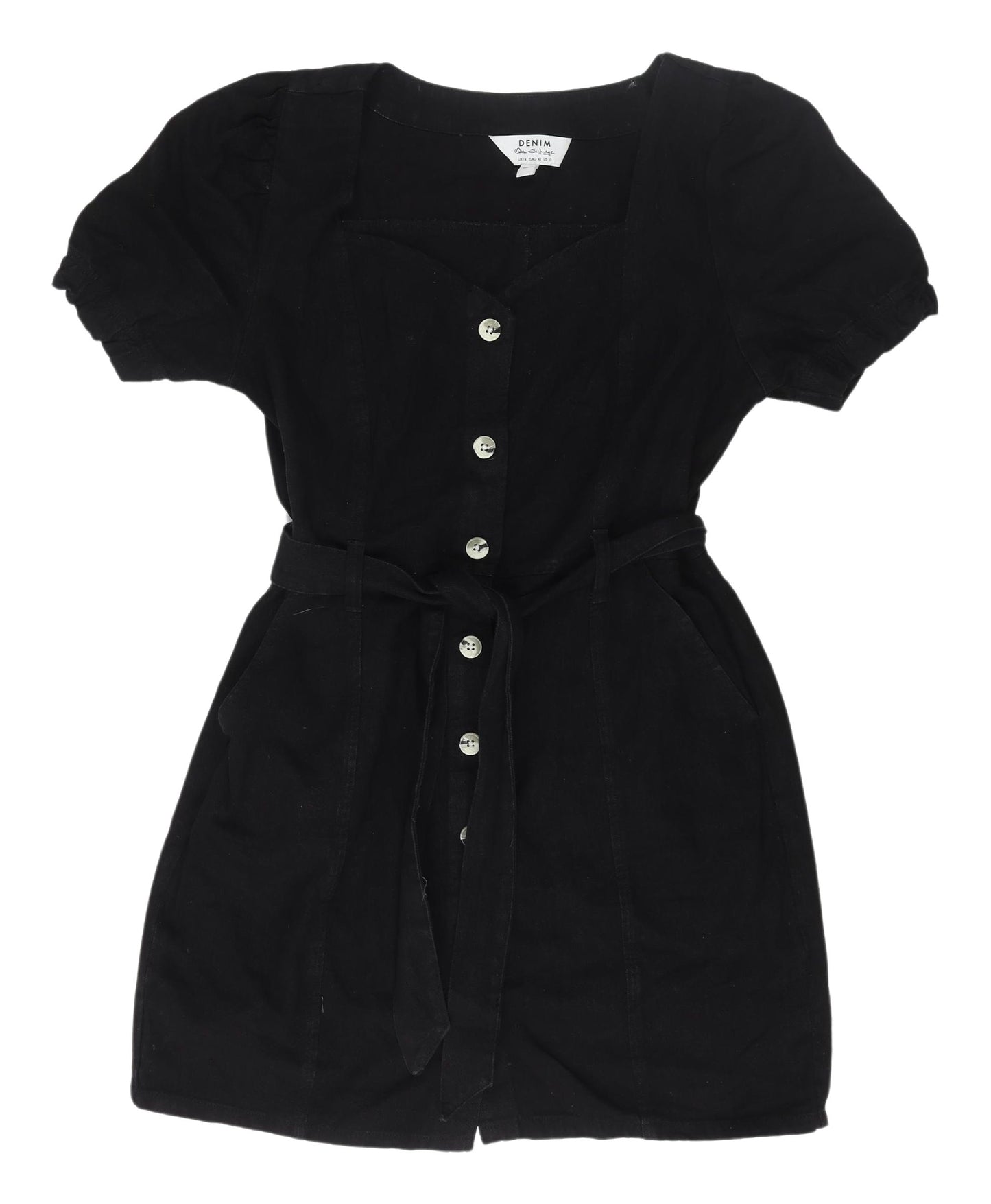 Miss Selfridge Black Shirt Dress - Size 14