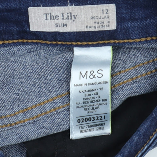 M&S Women's Blue Slim Fit Jeans Size 12