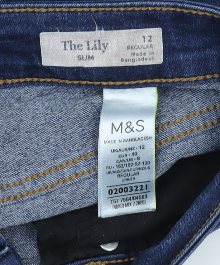 M&S Women's Blue Slim Fit Jeans Size 12