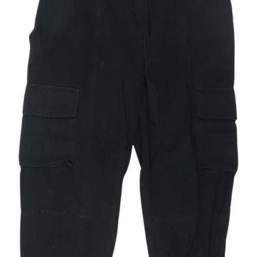 Boohoo Women's Black Cargo Trousers Size 12