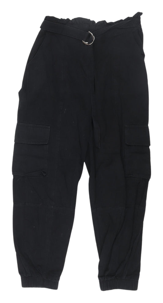 Boohoo Women's Black Cargo Trousers Size 12