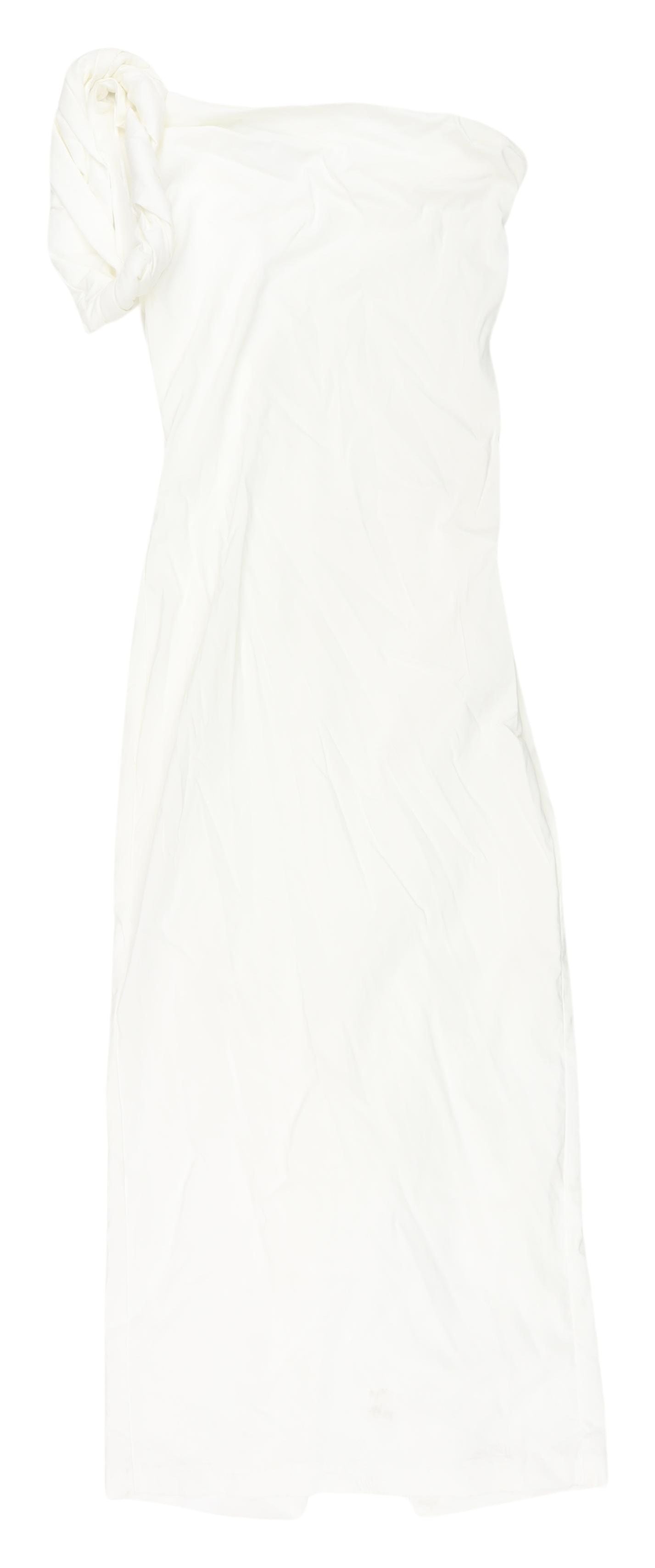 Zara Women's White One Shoulder Sheath Dress, Size 8