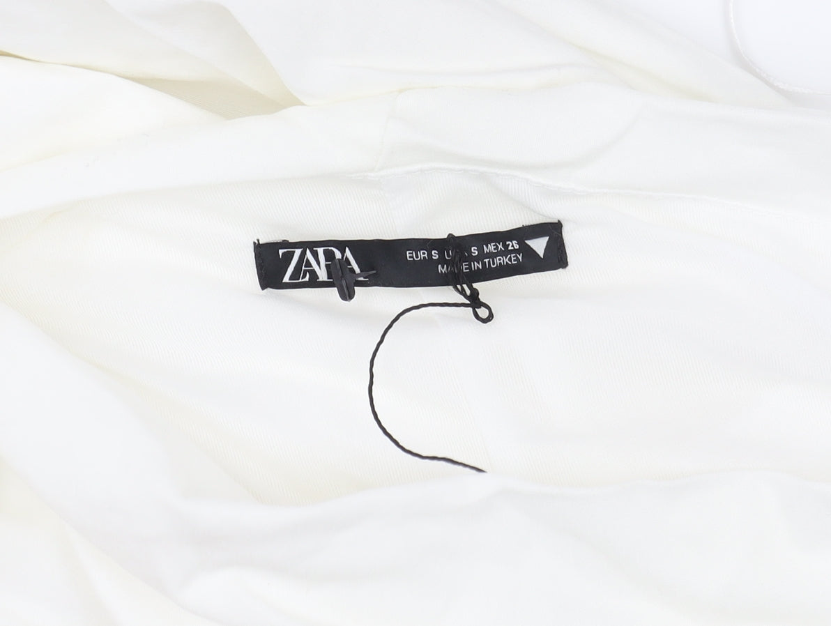 Zara Women's White One Shoulder Sheath Dress, Size 8
