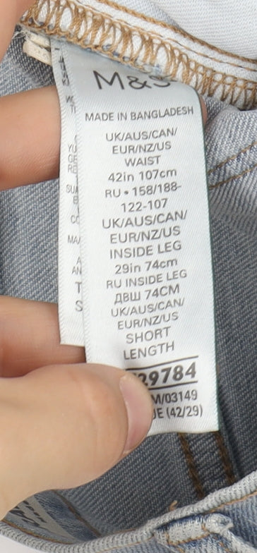 Marks and Spencer Men's Light Blue Straight Jeans L