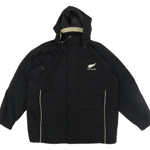 Essentials Men's Black Hooded Parka Jacket Large