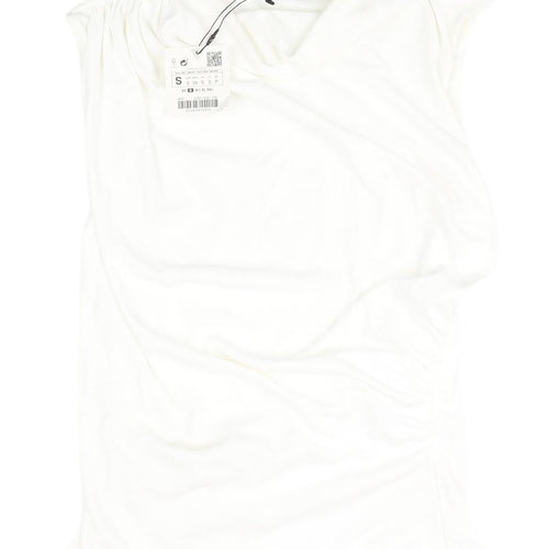 Zara White Sleeveless Cowl Neck Blouse, Size S, Spring/Summer
