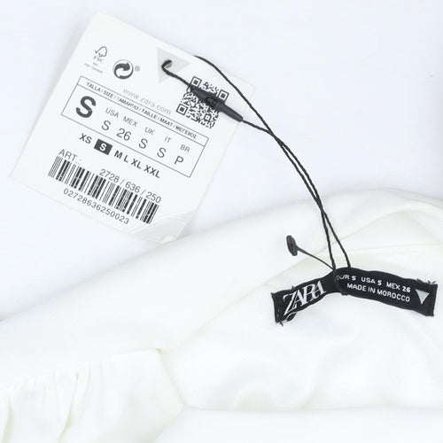Zara White Sleeveless Cowl Neck Blouse, Size S, Spring/Summer