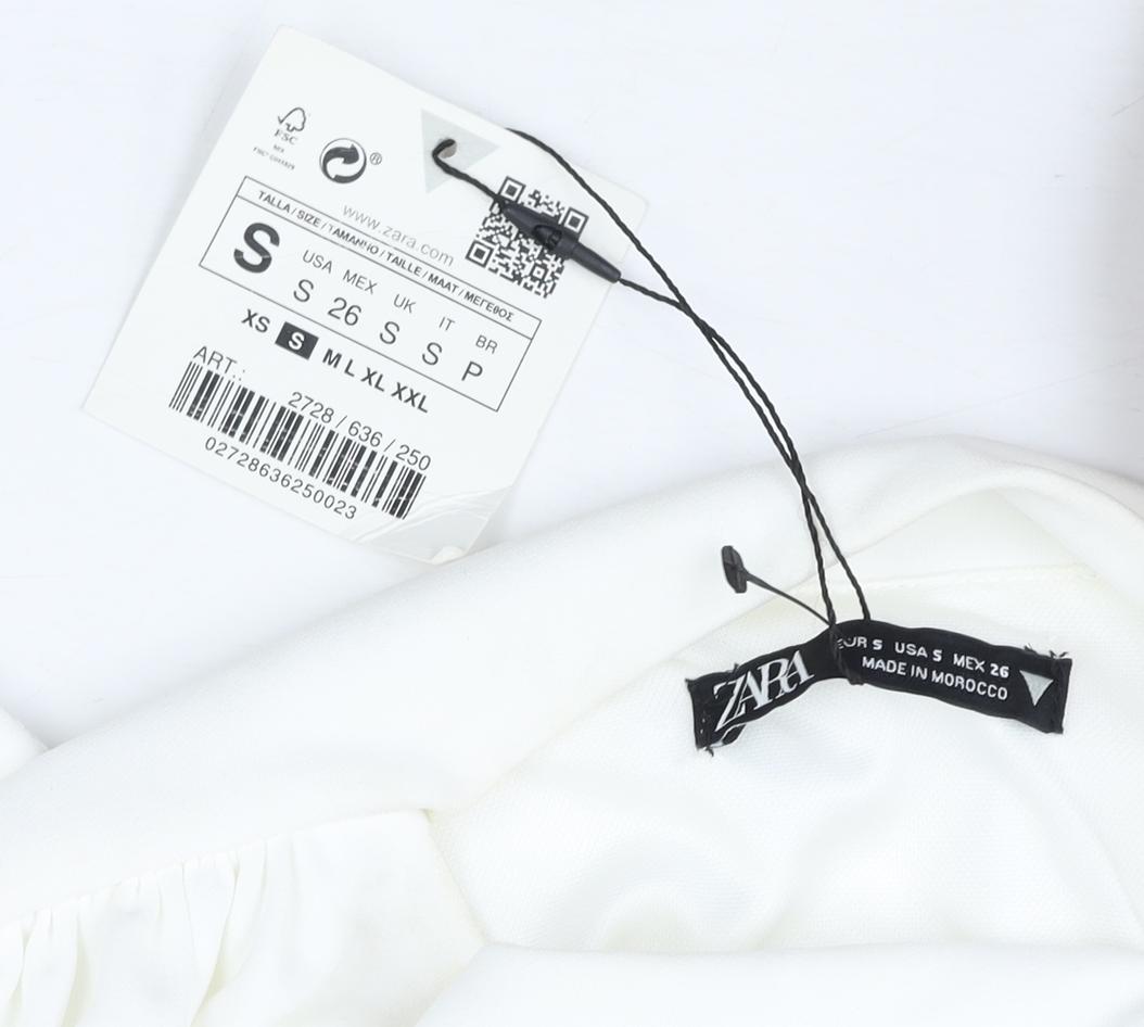 Zara White Sleeveless Cowl Neck Blouse, Size S, Spring/Summer