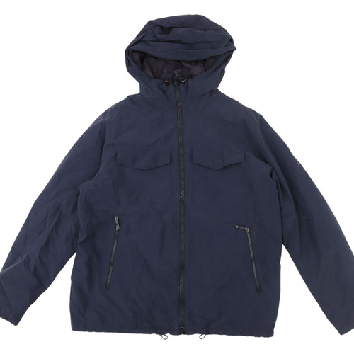 Barbour Men's Blue Parka Jacket L Hooded Outdoor