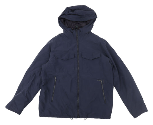 Barbour Men's Blue Parka Jacket L Hooded Outdoor