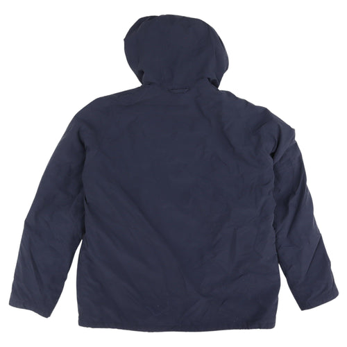 Barbour Men's Blue Parka Jacket L Hooded Outdoor