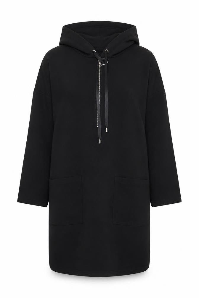 Front view of Zara Basic Women's Black Hooded Dress XS