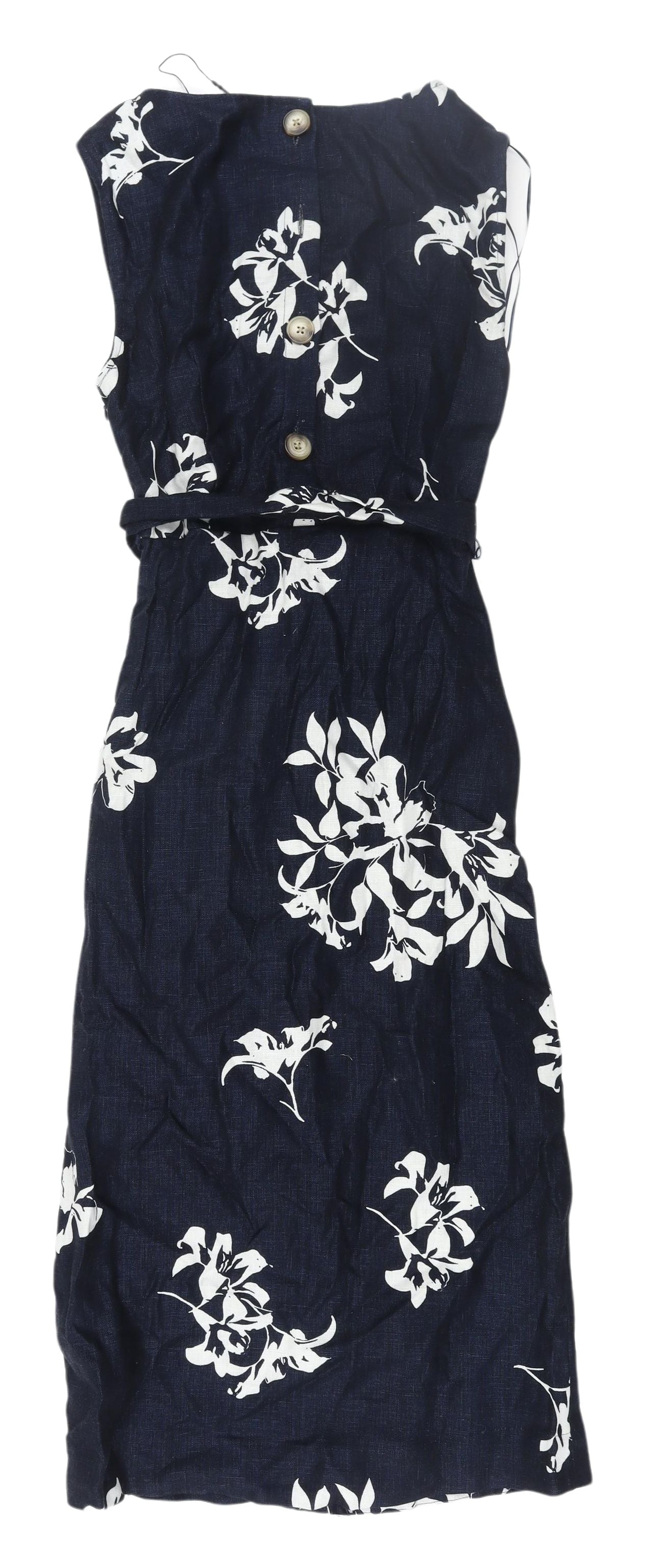 Marks and Spencer Women's Blue Floral Shift Dress Size 6
