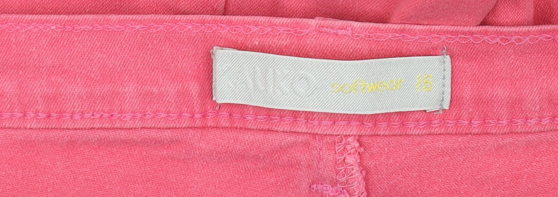 Niko Software Women's Pink Cropped Stretch Jeans - Size 16
