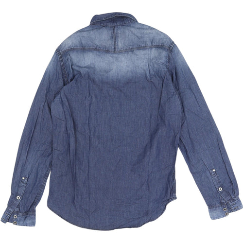 H&M Men's Blue Denim Shirt, Size S, Button-Up Casual