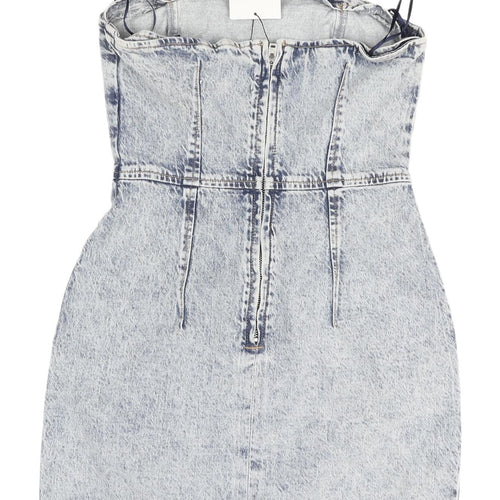 Zara Women's Blue Denim Mini Dress, Size M