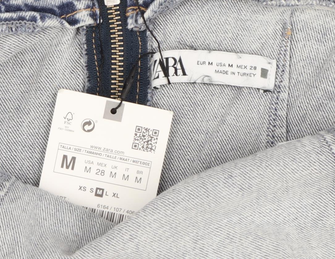 Zara Women's Blue Denim Mini Dress, Size M