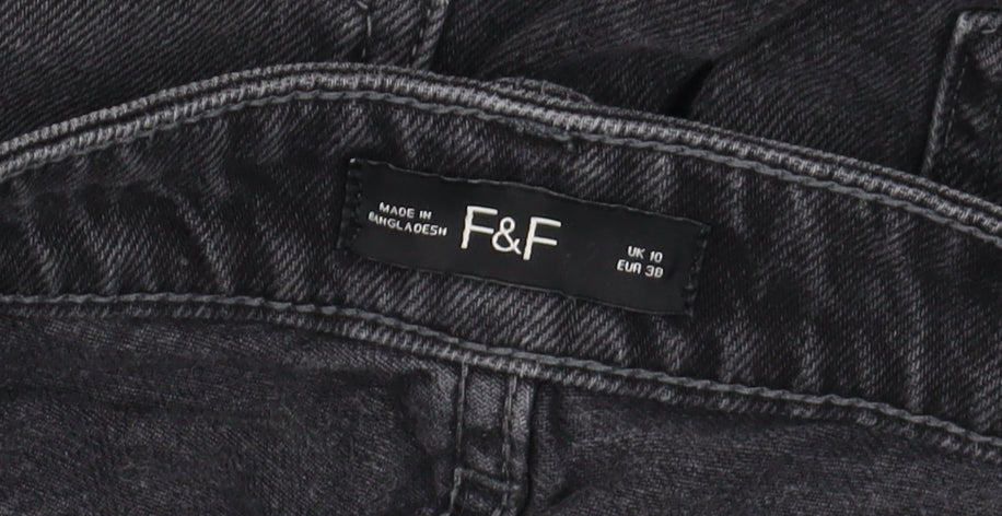 F&F Women’s Black Straight Jeans Size 10 Regular Fit