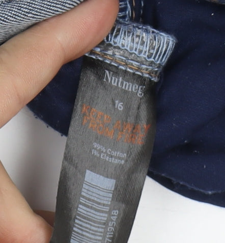 Nutmeg Women's Blue Chino Shorts Size 16