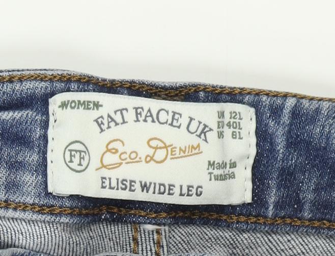 Fat Face Women's Blue Wide-Leg Jeans Size 12L