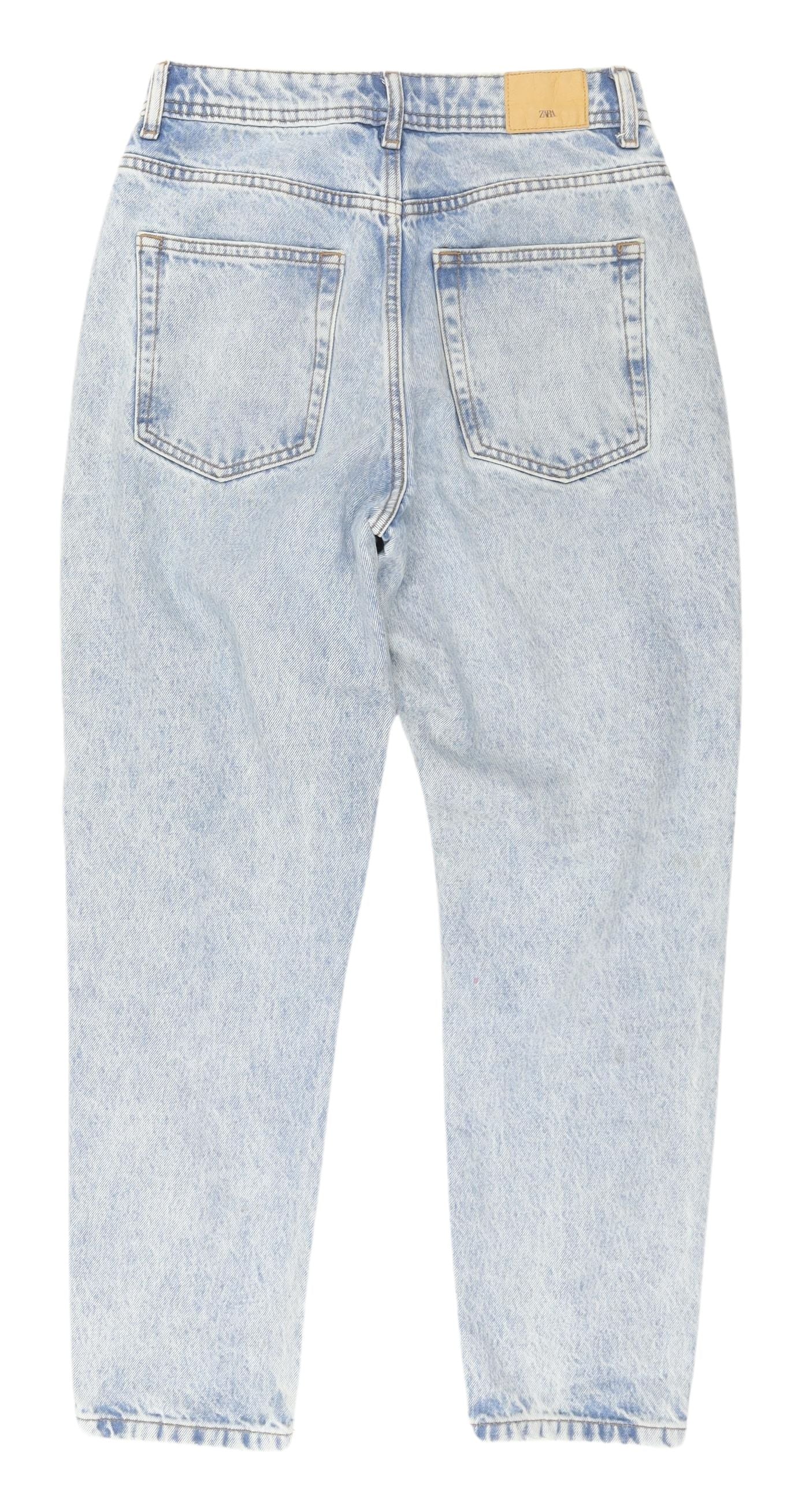 Zara Women's Light Blue Mom Jeans Size 8 Distressed