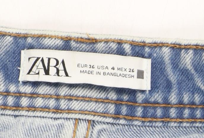 Zara Women's Light Blue Mom Jeans Size 8 Distressed