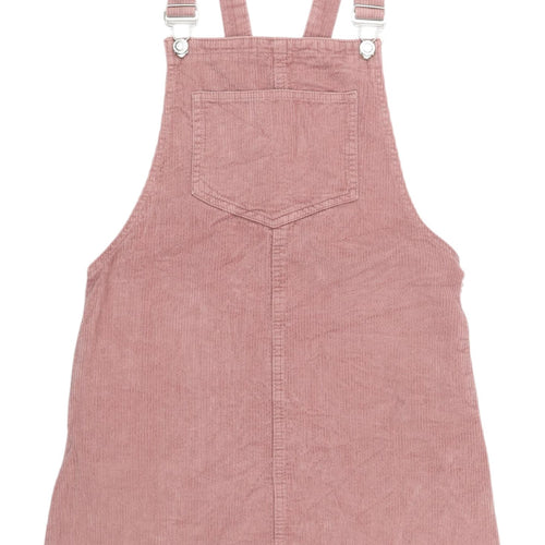 Denim Co Women's Pink Corduroy Pinafore Dress Size 8