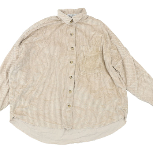 Stradivarius Women's Beige Corduroy Shirt M
