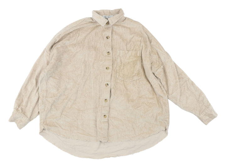 Stradivarius Women's Beige Corduroy Shirt M
