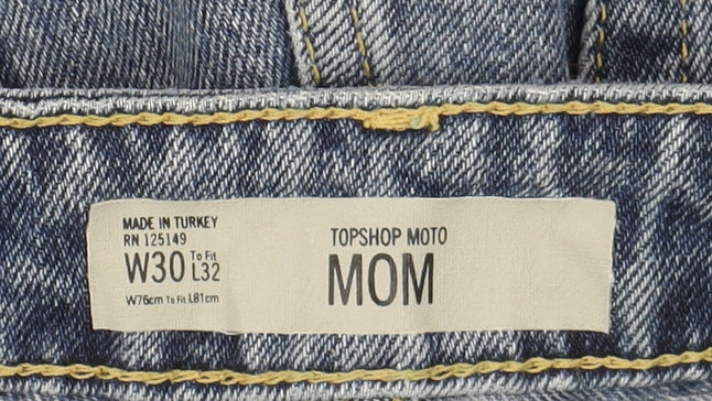 Topshop Women Blue Distressed Mom Jeans Size 12