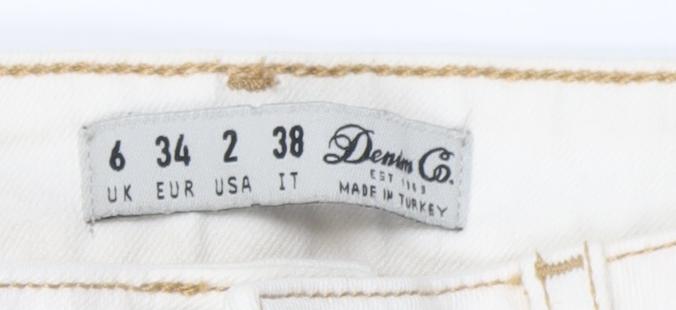 Denim Co. Women's Ivory Straight Jeans Size 6