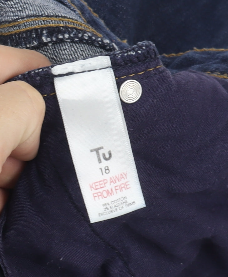 Tu Women's Blue Denim Chino Shorts Size 18