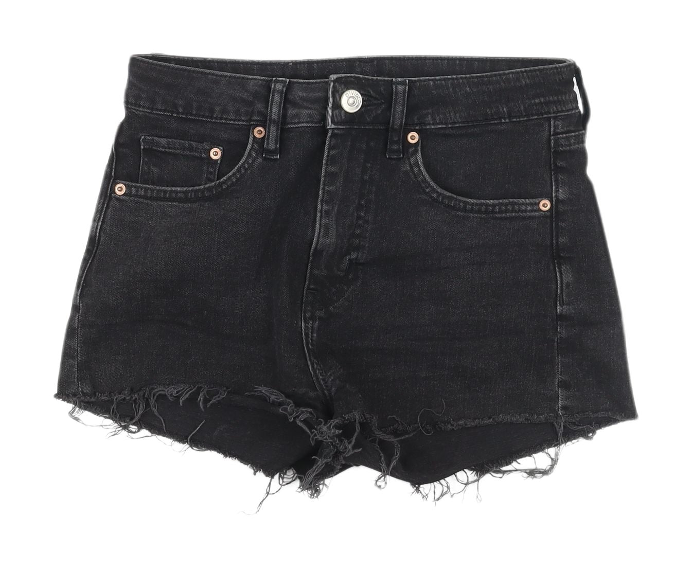H&M Women's Black High-Rise Cut-Off Denim Shorts