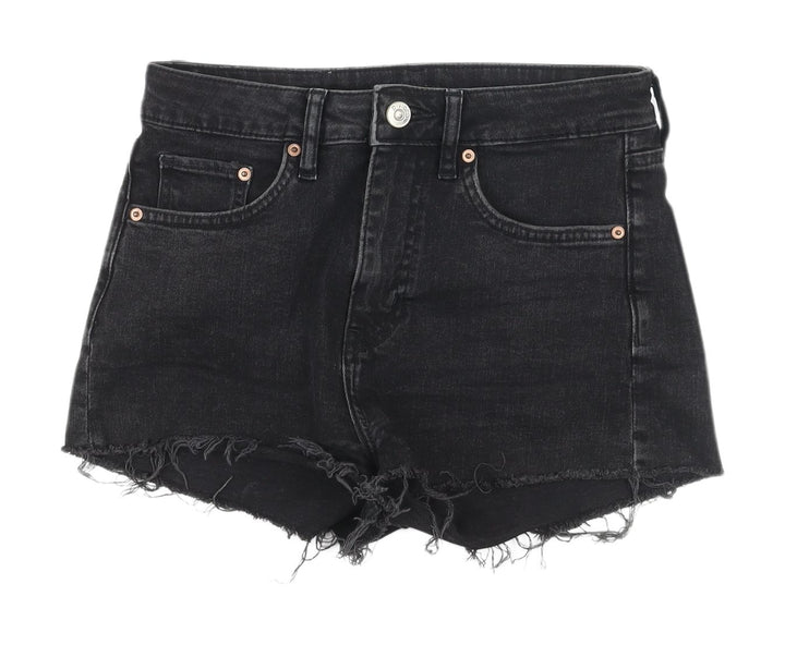 H&M Women's Black High-Rise Cut-Off Denim Shorts