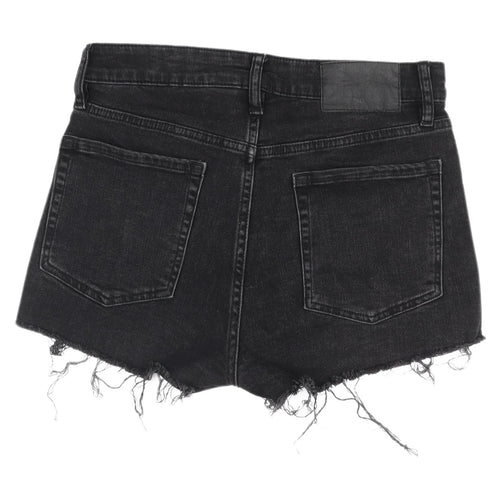 H&M Women's Black High-Rise Cut-Off Denim Shorts