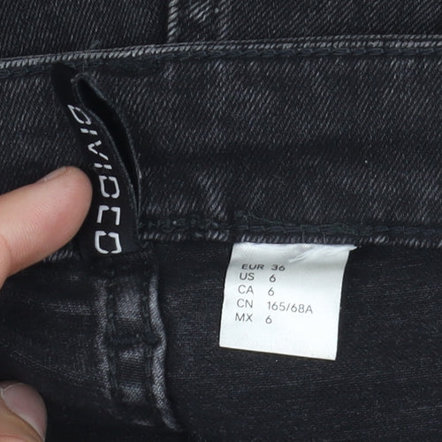 H&M Women's Black High-Rise Cut-Off Denim Shorts