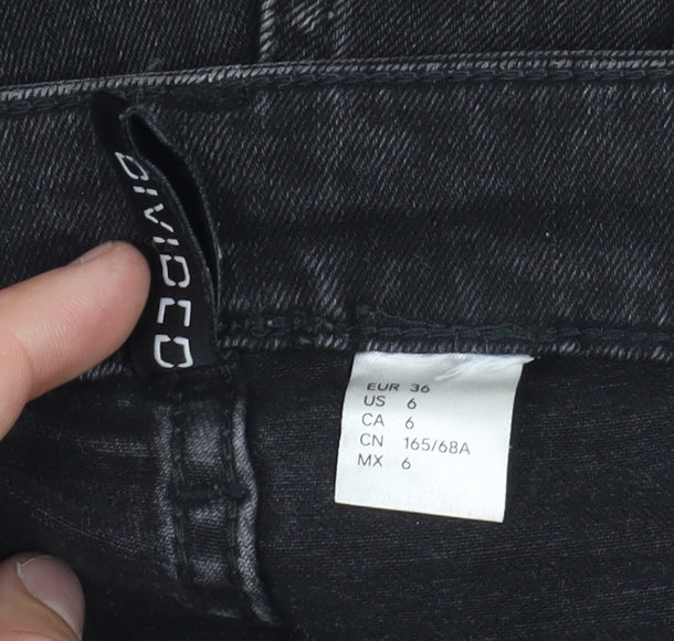 H&M Women's Black High-Rise Cut-Off Denim Shorts