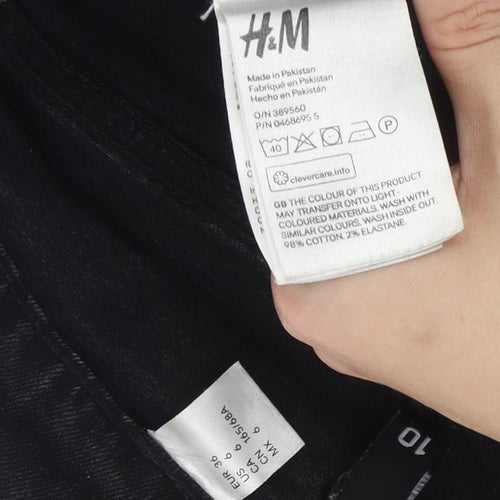 H&M Women's Black High-Rise Cut-Off Denim Shorts