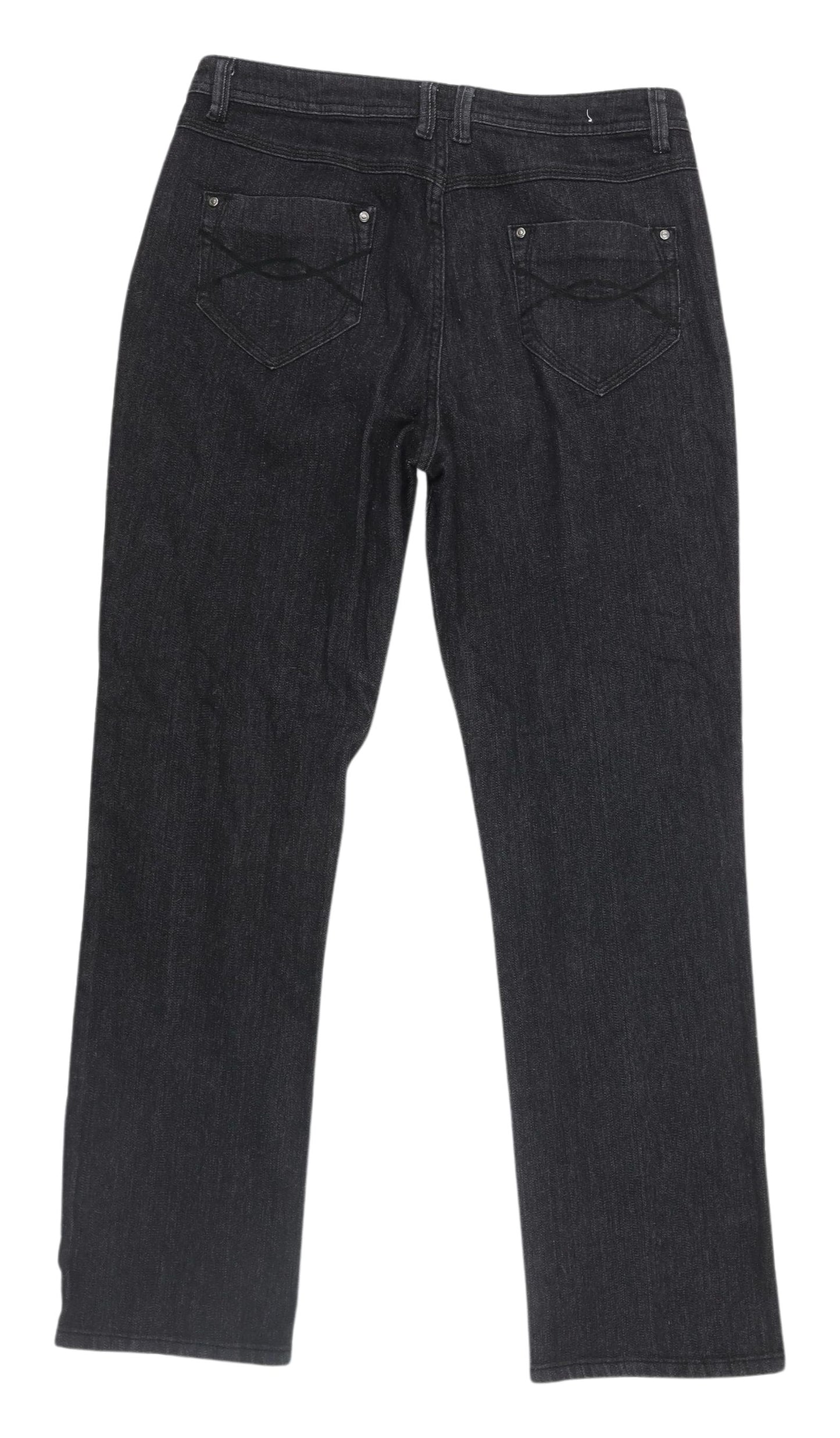 M Collection Women's Black Straight-Leg Jeans Size 12