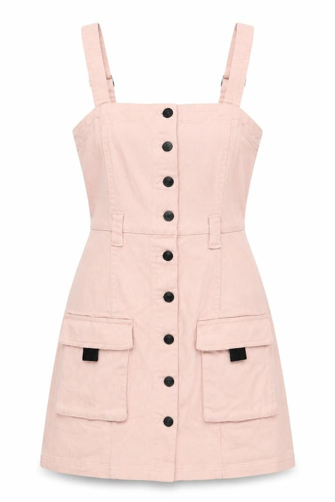 H&M Pink Pinafore Dress, Size 6, Women's Casual Style