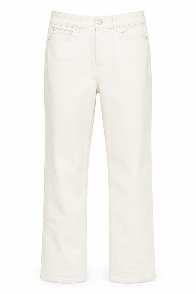 Front view of Dunnes Women's Ivory Straight Jeans, size 8
